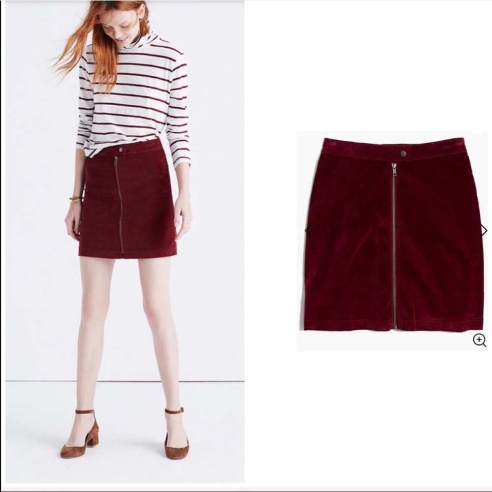 NWT Madewell Front Zip Velour Skirt